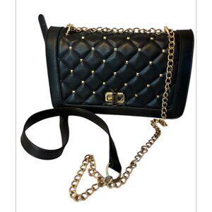 Badgley Mischka Black Vegan Leather Crossbody Handbag Chain Strap